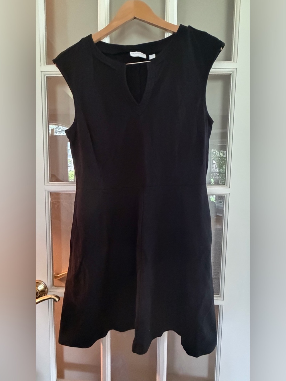 New York & Company Black Mini Dress with V-Notch large